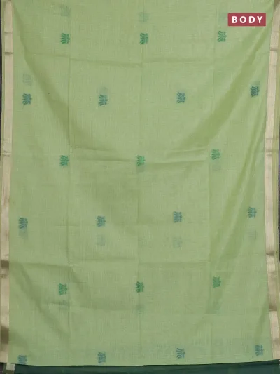 Pista Green and Green Pichwai Pallu Jamdhani Cotton Saree